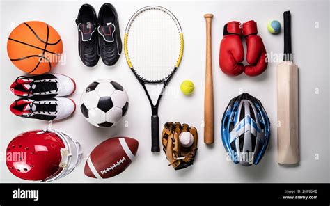 Various Sport Equipment Gear And Accessories Variety Stock Photo - Alamy