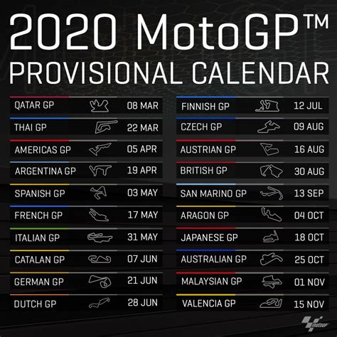 #MotoGP2020: provisional 2020 calendar released | Motogp, Motogp race ...