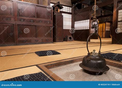 Traditional Japanese Home Interior With Fireplace, Takayama, Japan ...