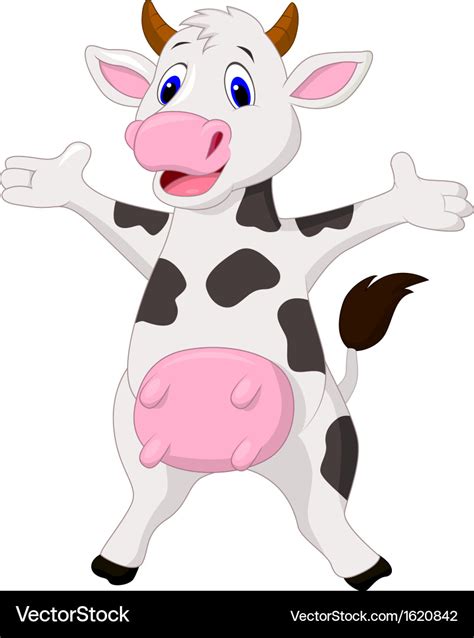 Happy cow cartoon Royalty Free Vector Image - VectorStock