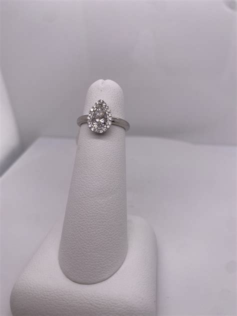 Platinum Pear Shaped Halo Diamond Engagement Ring #3059 | American Coin ...