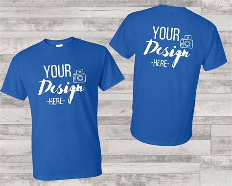 Front & Back Royal Blue Tshirt Mockup, Gildan Tshirt MockUp, Digital ...