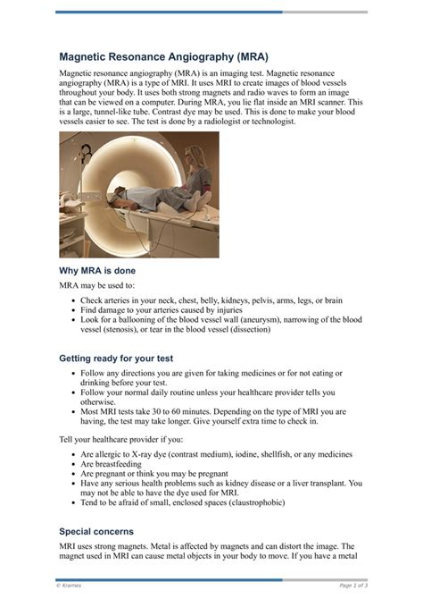 PDF - Magnetic Resonance Angiography (MRA) - HealthClips Online