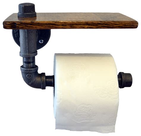 Reclaimed Wood and Pipe Toilet Paper Holder - Rustic - Toilet Paper ...