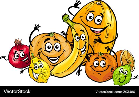 Citrus fruits group cartoon Royalty Free Vector Image