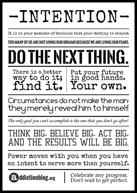 Quotes to Help Overcome Addiction: Intention [POSTER]