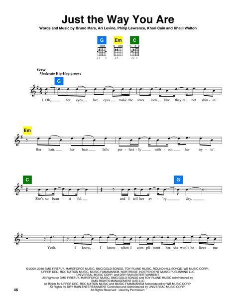 Bruno Mars "Just The Way You Are" Sheet Music Notes | Download ...