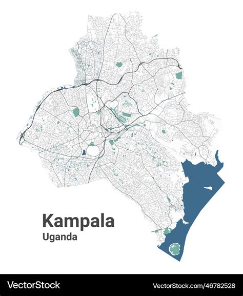 Kampala map capital city of uganda municipal Vector Image