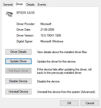 Epson M100 printer Driver Download for Windows 11, 10, 8, 7