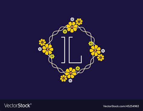 Floral monogram letter l initial alphabet Vector Image