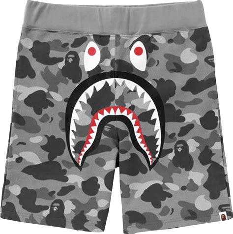 BAPE Grey Camo Shark Face Sweatshorts | INC STYLE