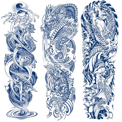 Buy Semi-permanent Tattoos, 3-Sheet Dragon Temporary Tattoo,-Based Ink ...