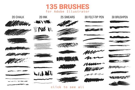 135 Vector Brushes for Illustrator | Vector brush, Illustration, Brush