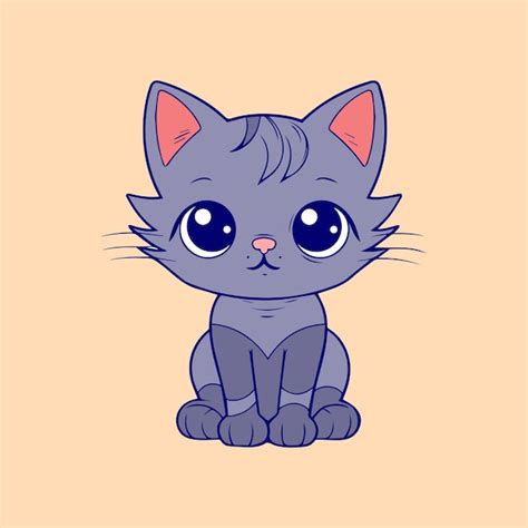 Premium Vector | A cartoon drawing of a blue cat with blue eyes sits on ...