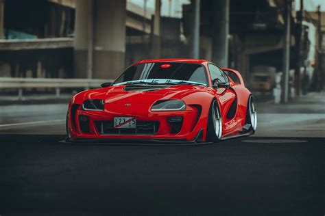 Car Red Cars Vehicle Toyota Toyota Supra Toyota Supra MK4 Front Angle ...