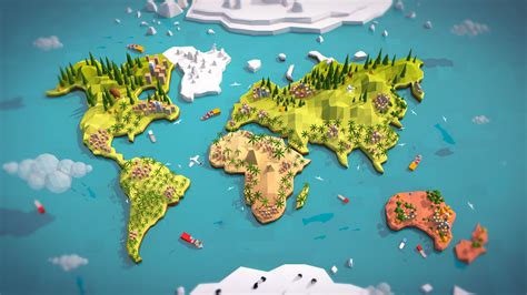 3D model Cartoon Low Poly Earth World Map VR / AR / low-poly | CGTrader