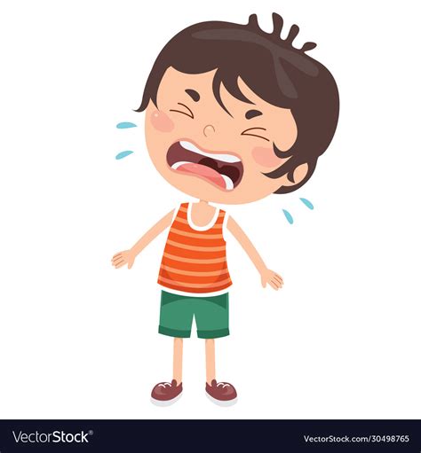 An upset child crying Royalty Free Vector Image