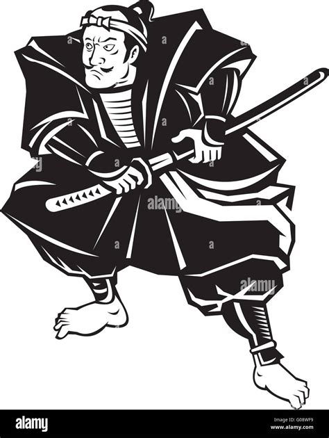 Samurai warrior with katana sword fighting stance Stock Photo - Alamy