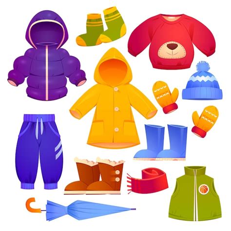 Premium Vector | Cartoon autumn and winter kids clothing collection