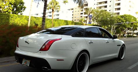 Exotic Cars on the Streets of Miami: White Jaguar XJ with custom black ...