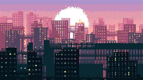 Pixel Art City Wallpaper