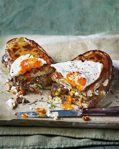 Mushroom Welsh rarebit toastie with a fried egg recipe | delicious ...