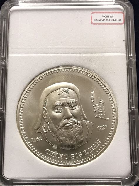 2002 Mongolia Genghis Khan 1000 Togrog Chinggis Khan 1 Oz. 925 Silver Coin