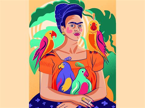 Frida Kahlo Me and my parrots by Loredana Codau on Dribbble