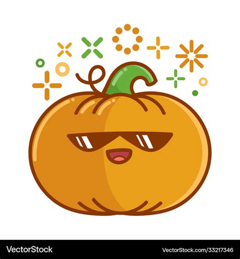 Kawaii smiling halloween pumpkin cartoon Vector Image