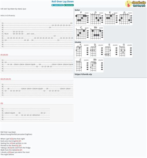 Hợp âm: Roll Over Lay Down - cảm âm, tab guitar, ukulele - lời bài hát ...