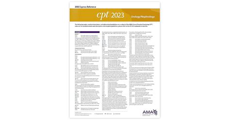 CPT 2023 Express Reference Coding Card: Urology/Nephrology by American ...