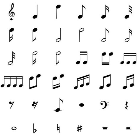 music notes symbols set - musical notes stock illustrations, clip art ...