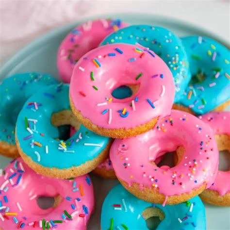 Classic Baked Donut Recipe With Colorful Glaze With Colorful Glaze ...