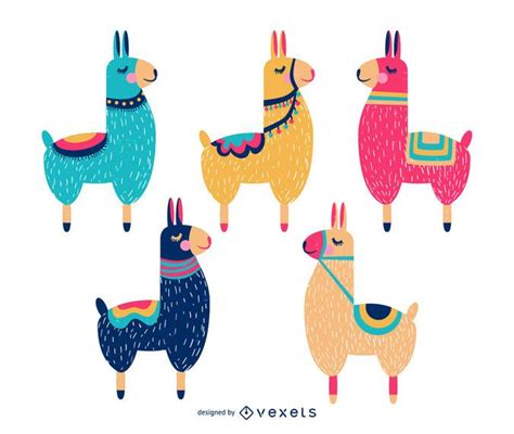 Cute Llama Cartoon Collection - Vector Download