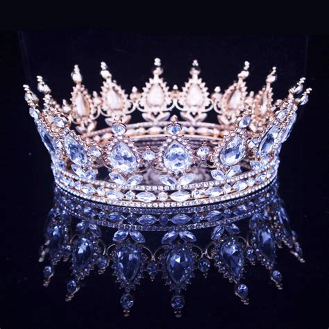 Vintage Baroque Queen King Bride Tiara Crown For Women Headdress Prom ...