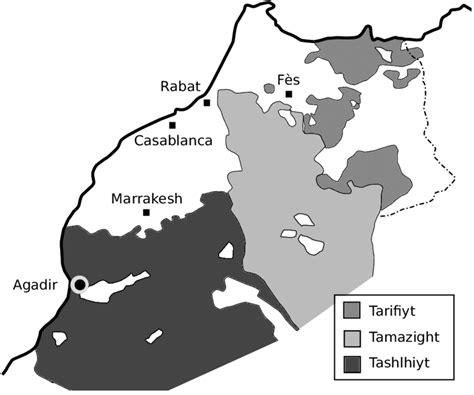 1: Map of the three major Berber languages spoken in Morocco alongside ...