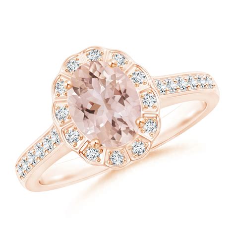 Vintage Style Morganite & Diamond Scalloped Halo Ring | Angara