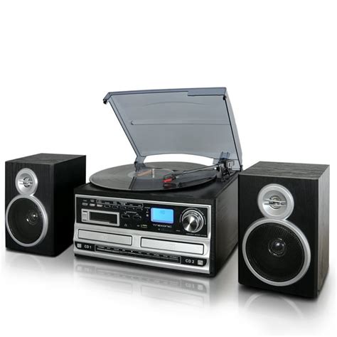 Trexonic 3-Speed Turntable With CD Player, CD Recorder, Cassette Player ...