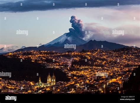 Cotopaxi volcano eruption seen from Quito, Ecuador Stock Photo - Alamy