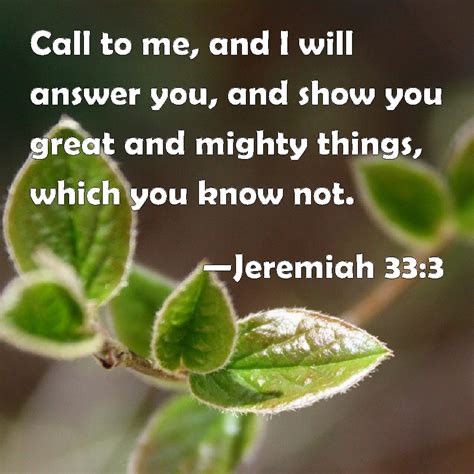 Jeremiah 33:3 Call to me, and I will answer you, and show you great and ...