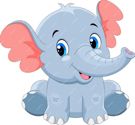 Premium Vector | Cute baby elephant cartoon sitting