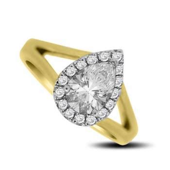 Pear Diamond Halo Engagement Rings