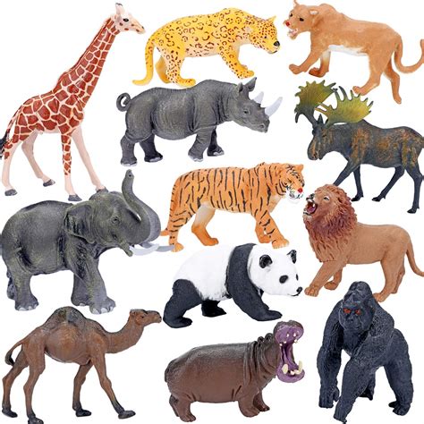 Safari Zoo Animals Figures Toys, 14 Piece Realistic Jungle Animal ...