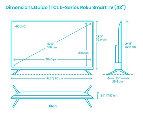 TCL 4-Series Roku Smart TV (43”) Dimensions Drawings, 58% OFF