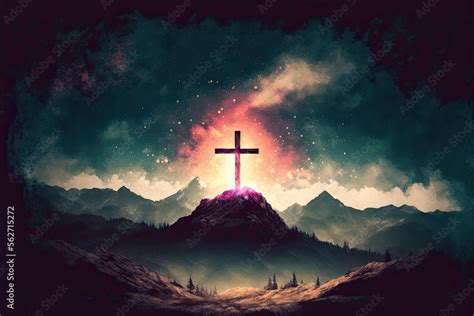 Christian Worship and Cross Wallpaper Stock Illustration | Adobe Stock