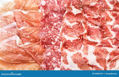 Antipasti Composition of Italian Cured Meat Types. Stock Image - Image ...