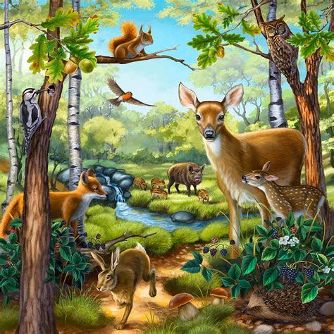 Forest Animals Painting by Anne Wertheim