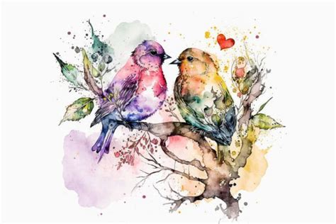 Love Birds Watercolor Graphic by Gfxnazim · Creative Fabrica