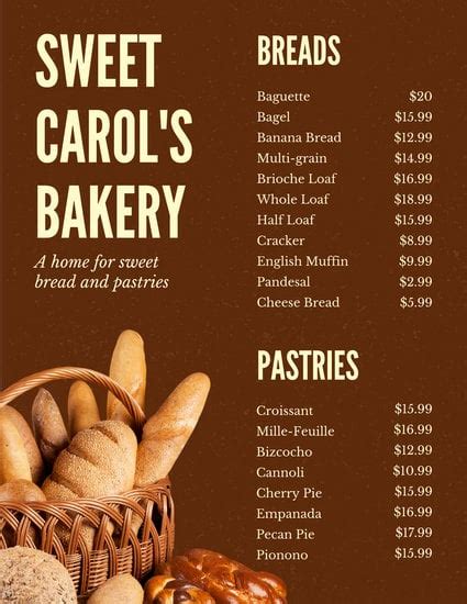 Customize 38+ Bakery Menu templates online - Canva