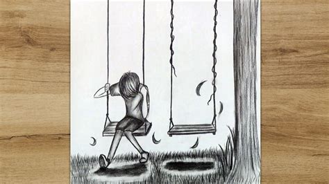 How to Draw a Lonely Boy Sitting on a Swing